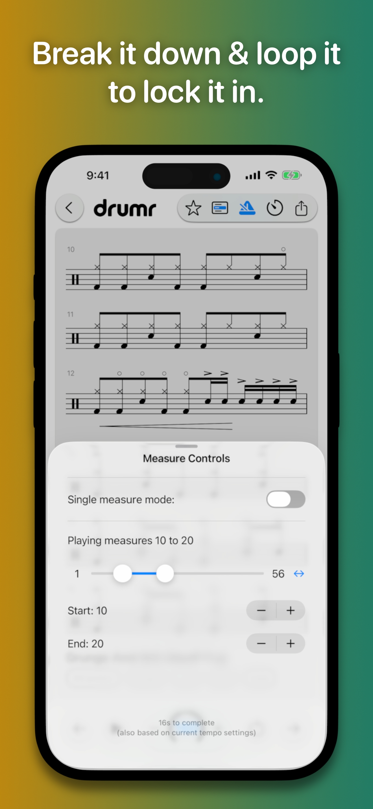 Drumr on iPhone - Up Next suggestions